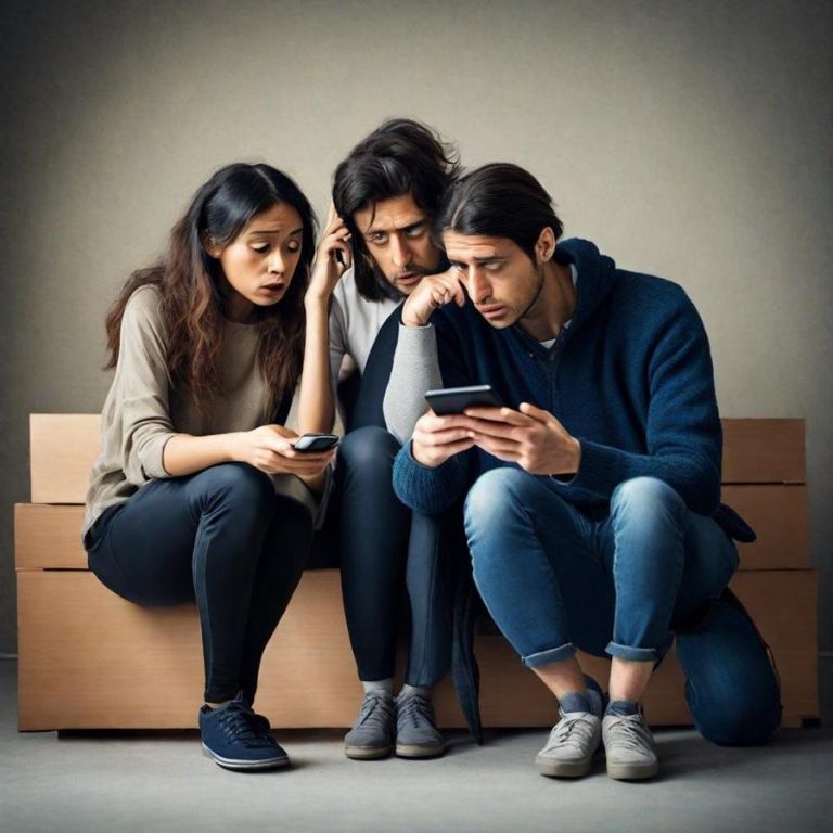 image of people looking at their phone trying to choose an airport shuttle service